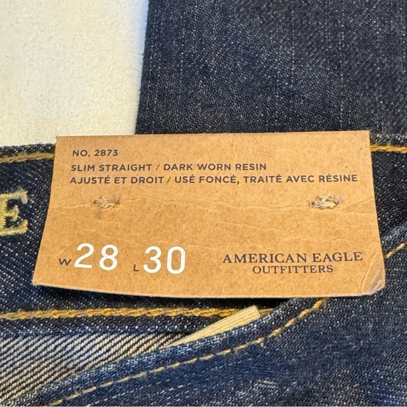 American Eagle Outfitters Men’s Slim Straight jeans, dark wash, NWT, Sz 28/30 - Picture 4 of 13